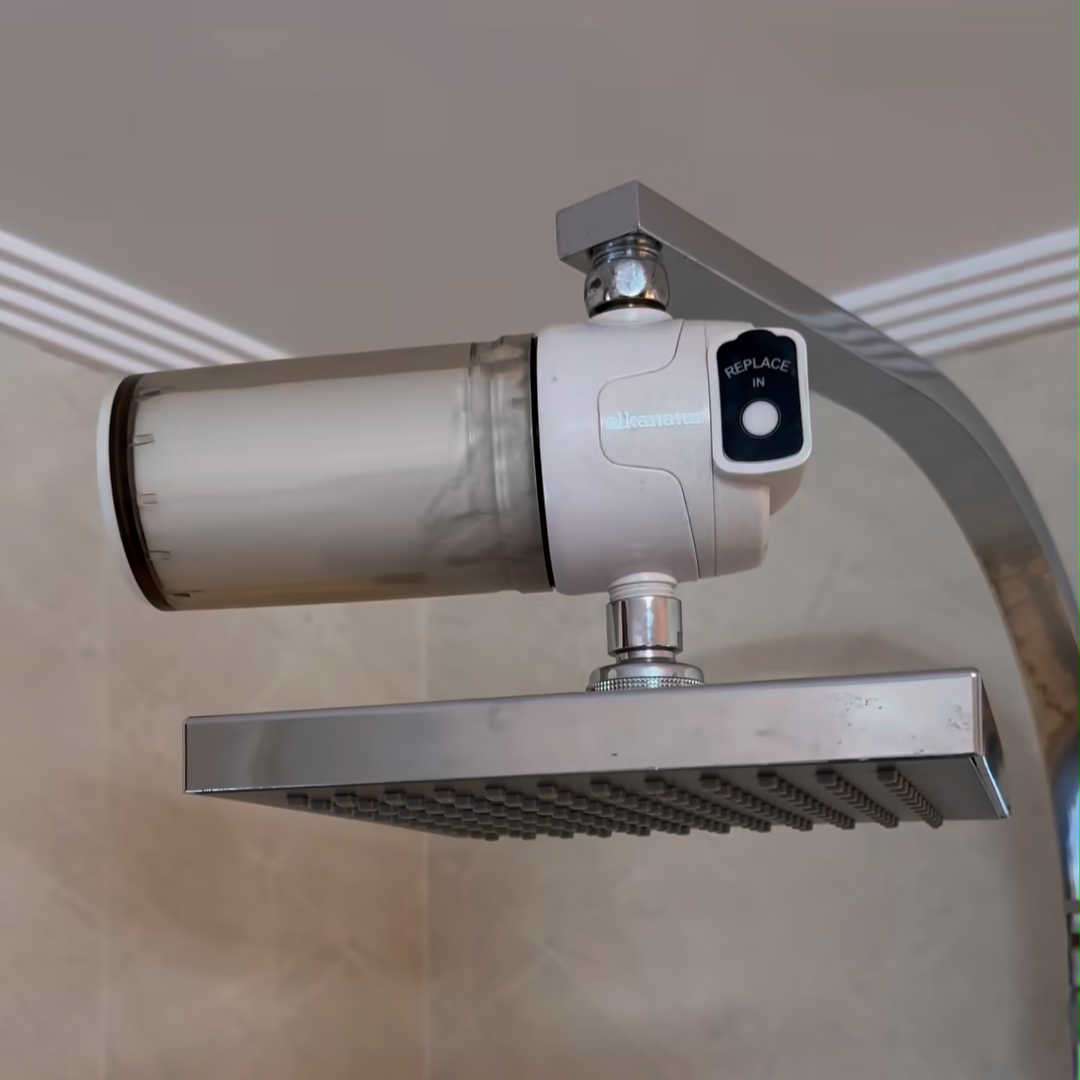 Alkanatur shower filter in differe t setup in shower