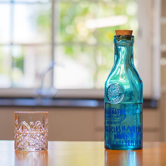 Harmony Water Bottle Alkanatur sitting in the dinner table