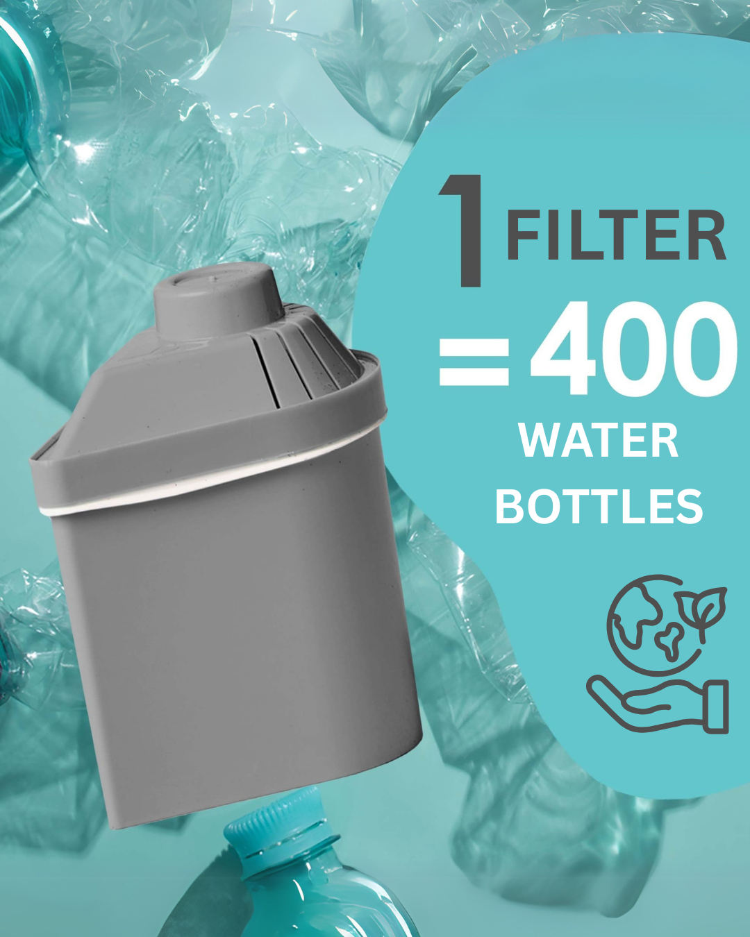 make the switch and enjoy purified water for 400 Liters and stop using plastic bottles