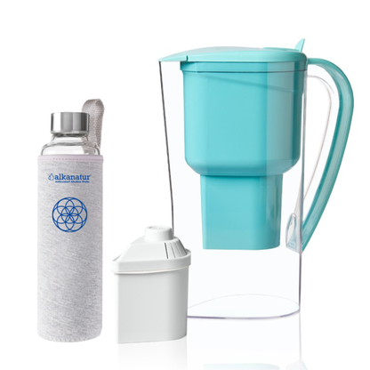 Alkanatur Pitcher with Borosilicate Glass Bottle bundle