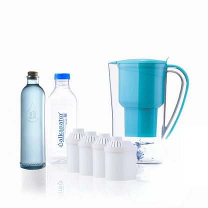 Jarra Alkanatur con Pack de filtros y botella OmWater Gratitude 