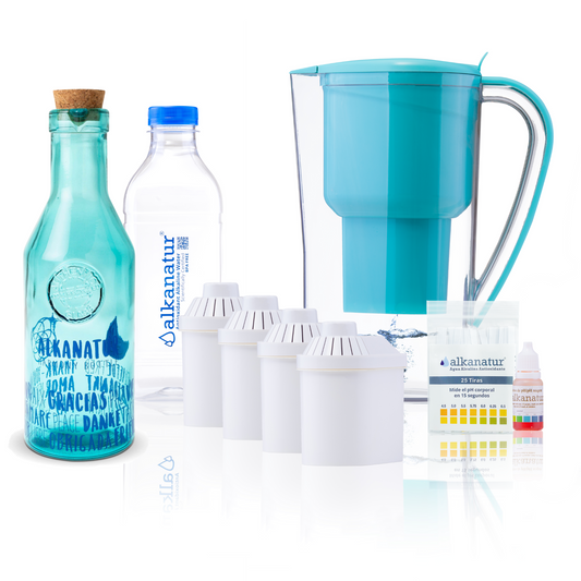 Alkanatur Pitcher with Pack of Filters and Harmony Bottle bundle